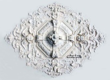 Authentiek Cartouche plafondmiddenstuk met engelenkopjes R34