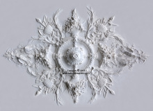 Authentiek plafondmiddenstuk met als thema tuinattibuten, bloemen en vogels. R90